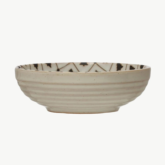 Round Stoneware Bowl with Tree Pattern, Large