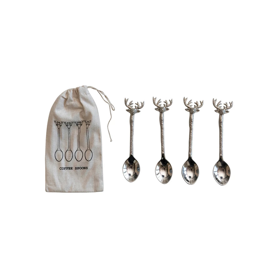 Stainless Steel Reindeer Spoons, Set of 4