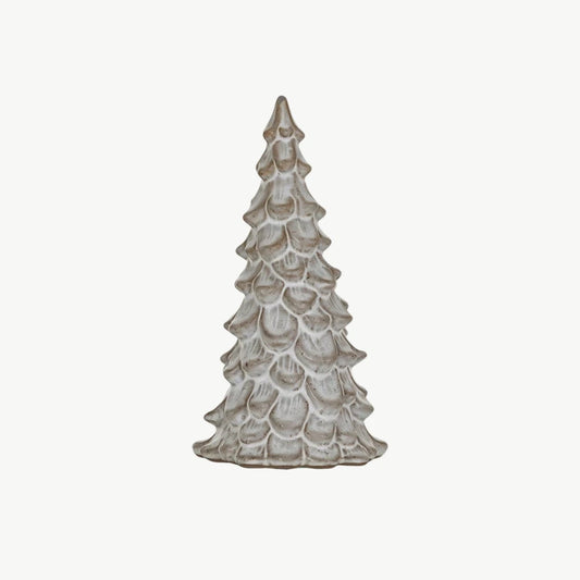 Vintage-Inspired Stoneware Christmas Tree, Cream 7.5"